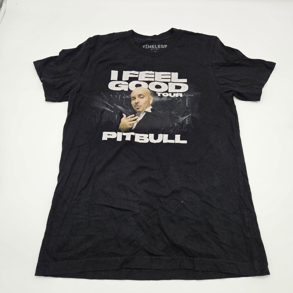 Pitbull I Feel‎ Good Tour 2021 Black T Shirt Size Medium Timeless Miami